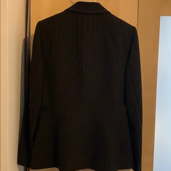 Brown Tahari suit with baby blue pinstripes. - Picture 3 of 5